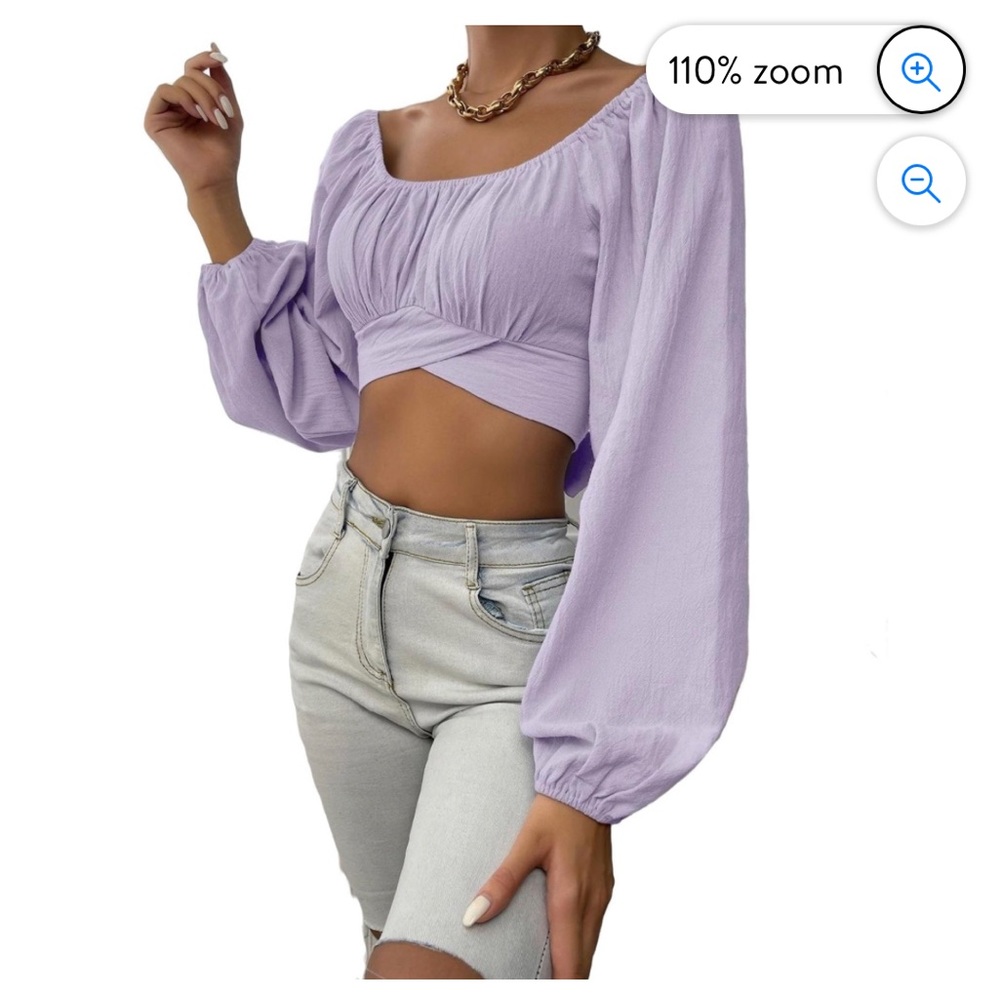 Off-shoulder crop top. SILK PURPLE 🌸